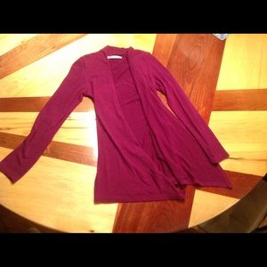 Long draped cardigan.